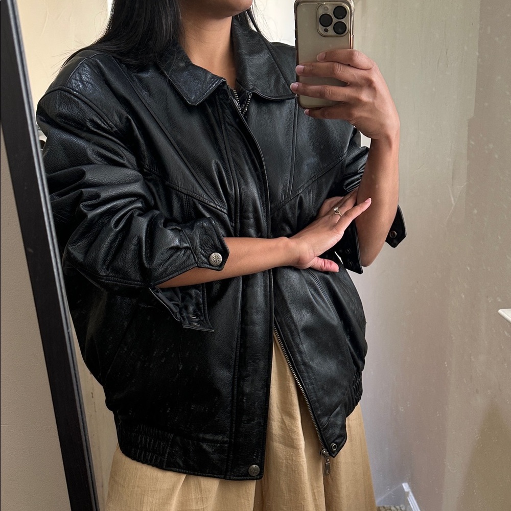 Black Bomber Leather Jacket